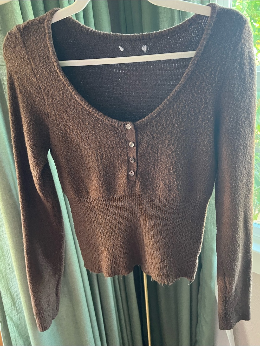American Eagle Outfitters Brown Sweater with cinched waist